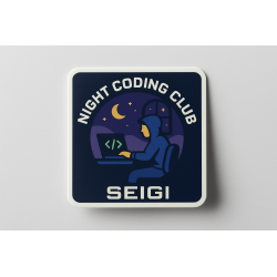 Naklejka Night Coding Club - winylowa 70×70 mm (matowa)