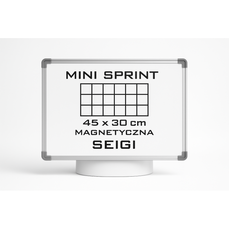 Tablica suchościeralna Mini Sprint 45x30 cm – magnetyczna, rama aluminiowa