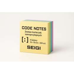 Code Notes Zestaw karteczek samoprzylepnych 4 kolory 76×76 mm — 400 szt.