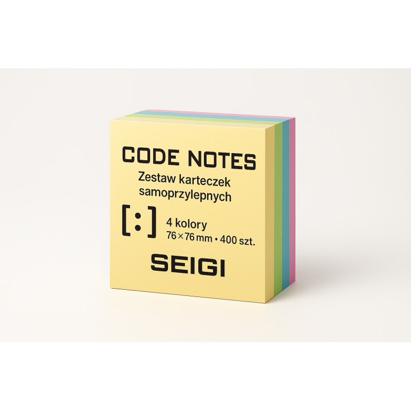 Code Notes Zestaw karteczek samoprzylepnych 4 kolory 76×76 mm — 400 szt.