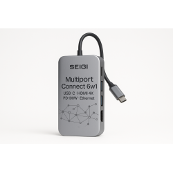 Przejściówka Multiport Connect 6w1 USB-C — HDMI 4K, PD 100W, Ethernet
