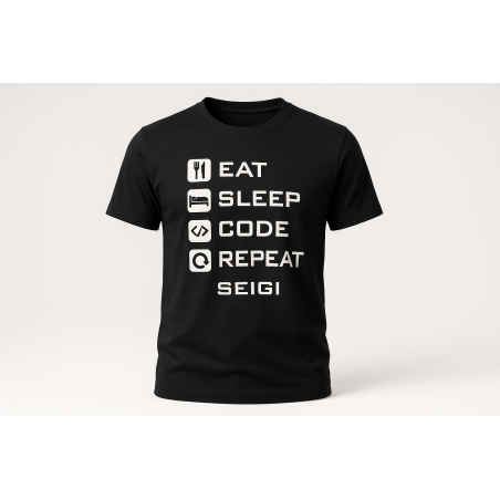 Koszulka męska Eat Sleep Code Repeat czarna