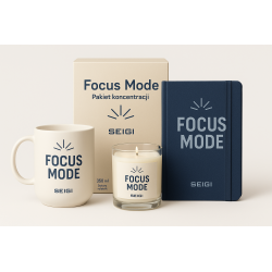 Zestaw Focus Mode — Pakiet koncentracji (kubek 350 ml, świeca, notatnik)