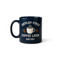 Kubek Deploy First Coffee Later granatowy
